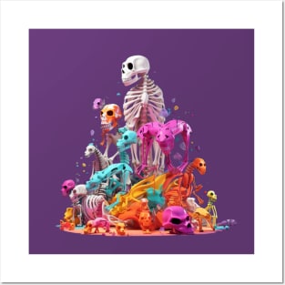 colorful preppy skeleton in the people and animal style Posters and Art